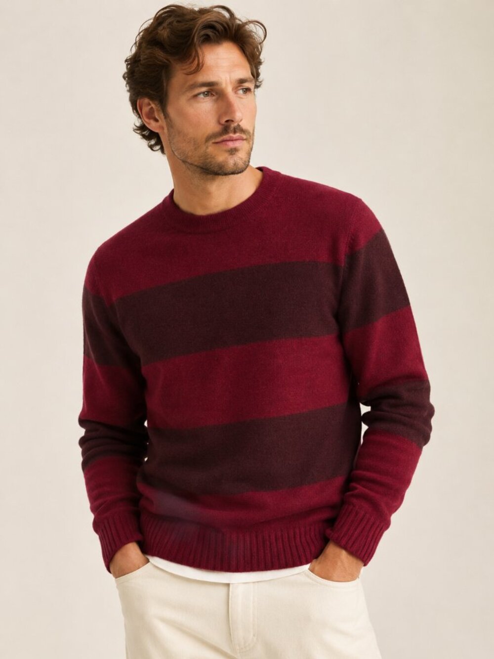 Officine Générale Made in Scotland Pure New Wool Striped Crewneck Sweater S